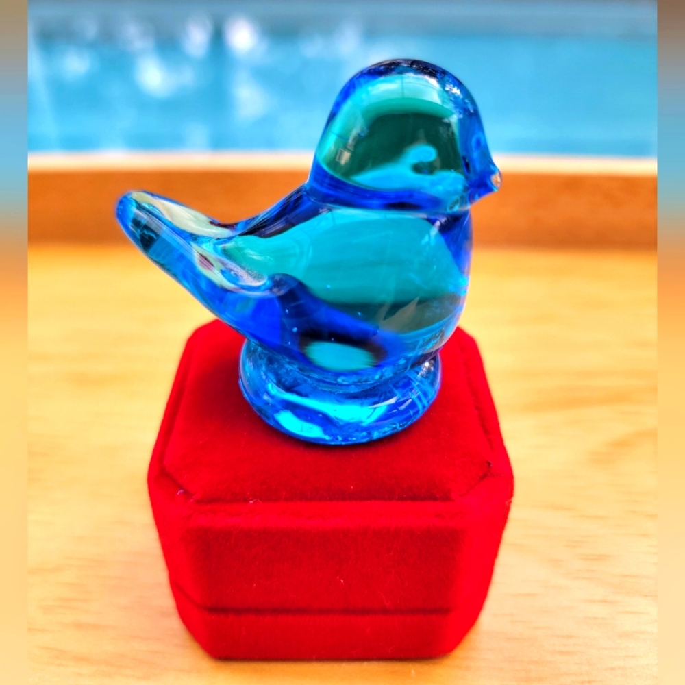 Signed Vintage Glass Blue Bird Of Happiness 1991 Ron Ray Piece